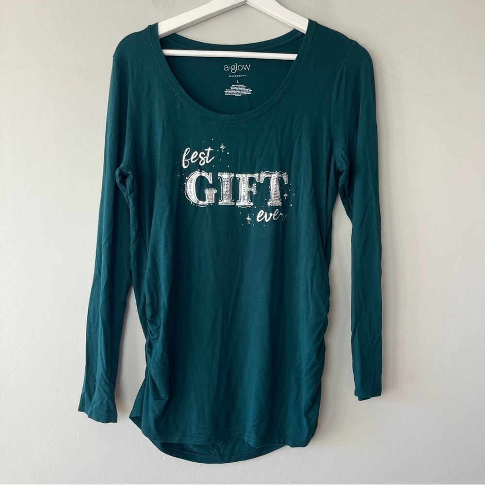 A Glow Maternity "Best Gift Ever" Long Sleeve‎ Maternity Top Large